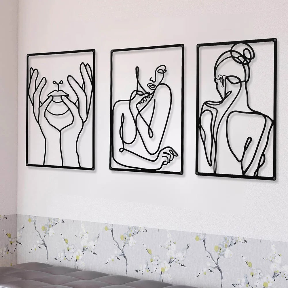 3 Pieces Set Minimalist Abstract Woman