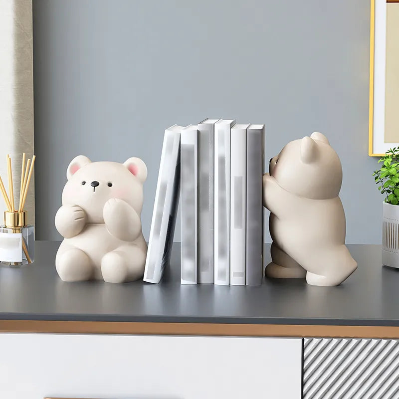 Bear Book End Figurine Cream Style Cute