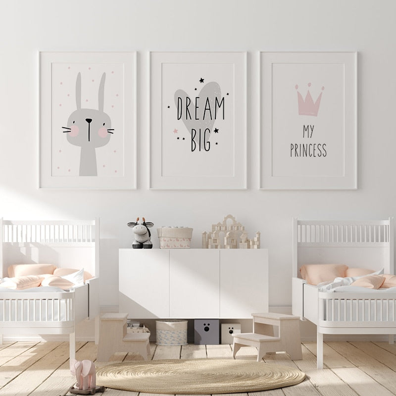 Lovely Nordic Love Crown Rabbit A4 Canvas