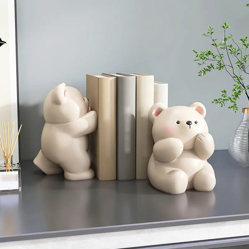 Bear Book End Figurine Cream Style Cute