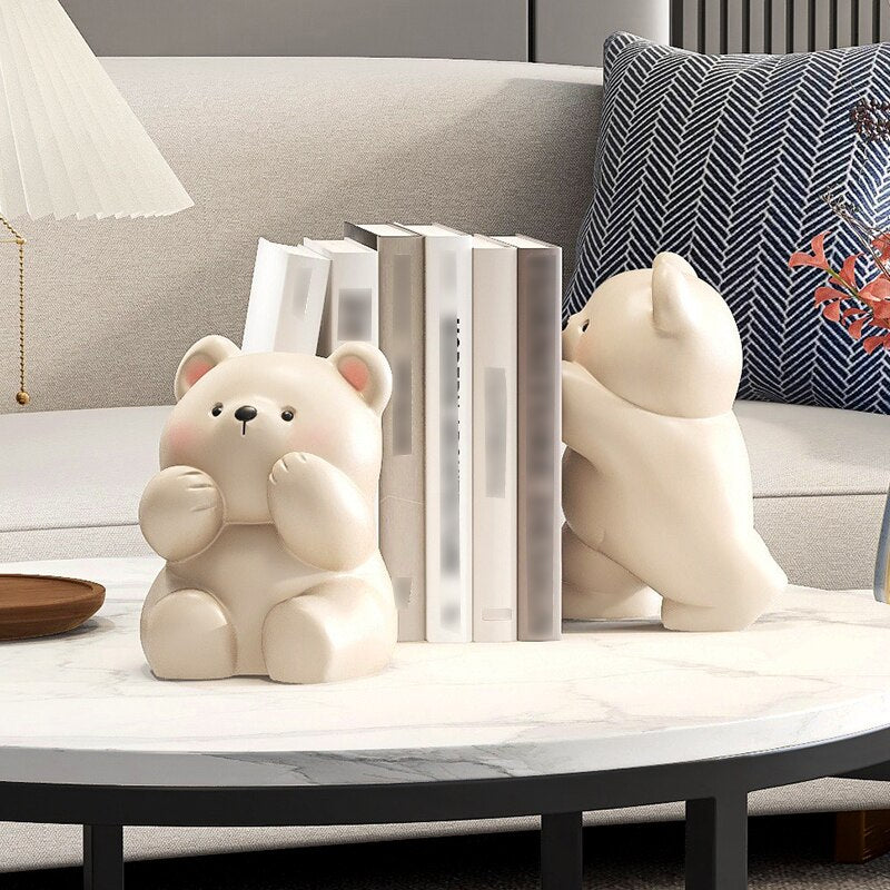 Bear Book End Figurine Cream Style Cute