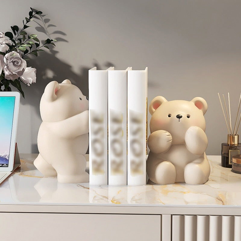 Bear Book End Figurine Cream Style Cute